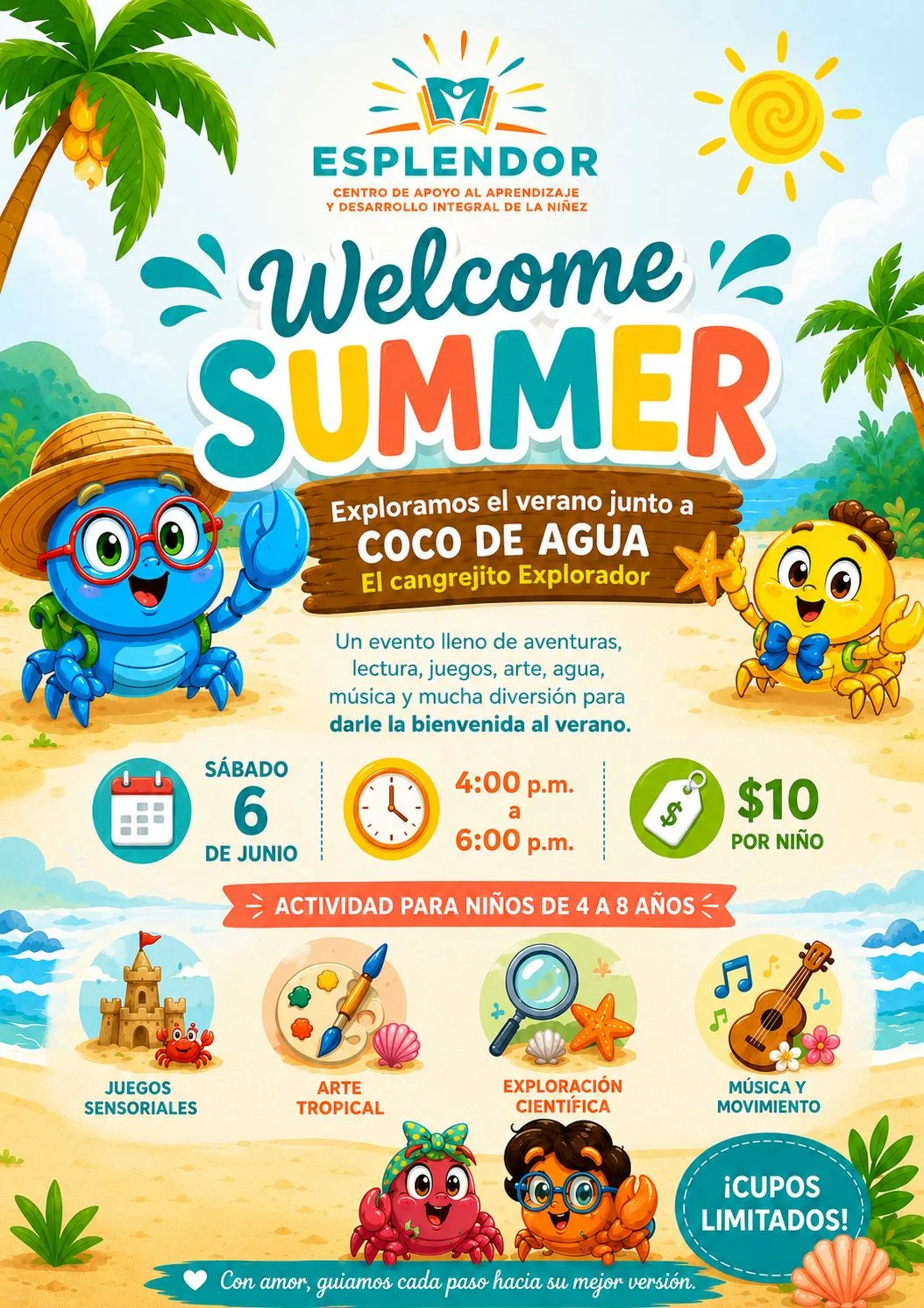 welcome summer coco de agua evento verano esplendor montessori guayama puerto rico
